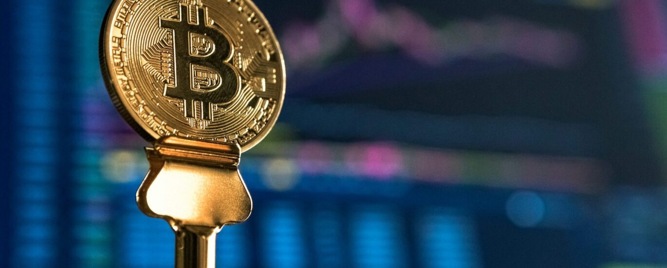 Graphic showing a simulated Bitcoin transaction on a blockchain explorer.